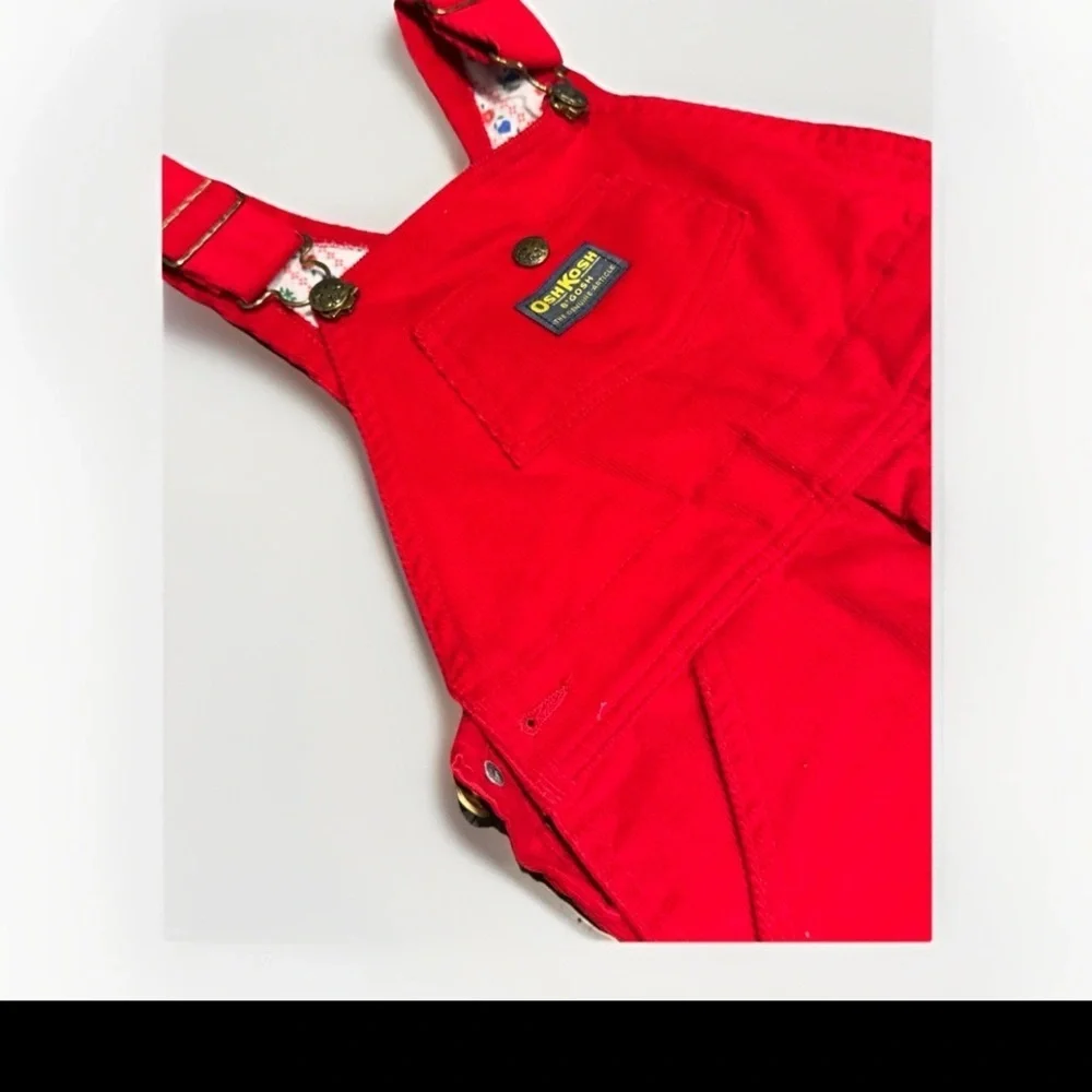 OshKosh B’Gosh Red Corduroy Overalls Size 6 Vintage NWT Lined USA Made